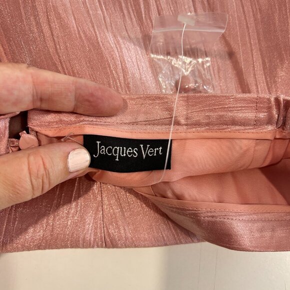 Jacques Vert Petal Pink Shiny Crinkle A-Line Midi Skirt Sz 18 Lined Full New - Picture 4 of 8